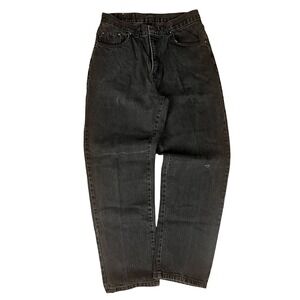 Vintage HIS Black Denim Jeans Mens 32x30 Made in USA Straight Leg Faded Black